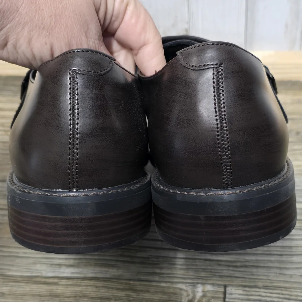 Kenneth Cole Thompson Monk Strap Leather Loafers Men's 11.5 Brown